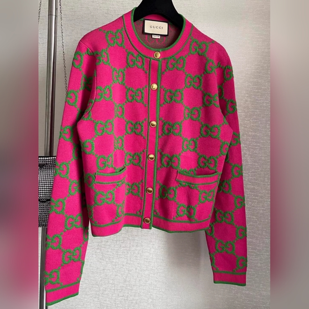 Gucci GG crew neck cardigan sweater